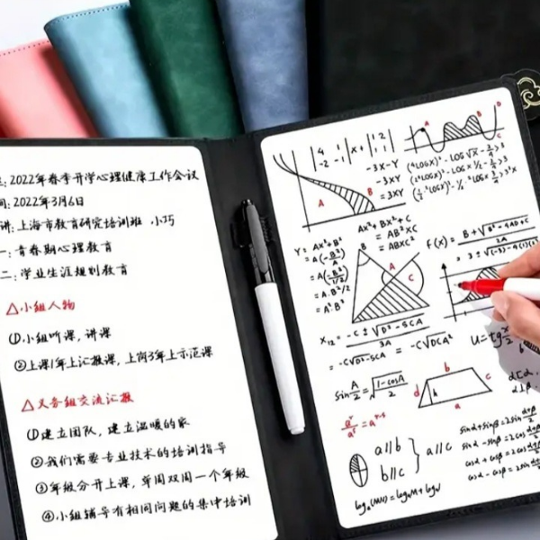 🧾 Cahier effaçable réutilisable avec marqueur et chiffon - AM ASSYREM