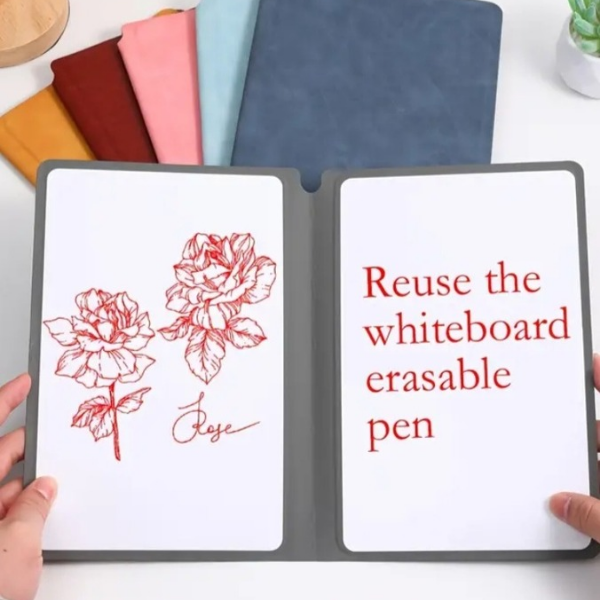 🧾 Cahier effaçable réutilisable avec marqueur et chiffon - AM ASSYREM