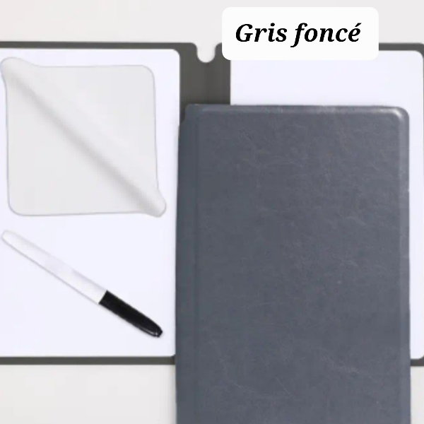 🧾 Cahier effaçable réutilisable avec marqueur et chiffon - AM ASSYREM