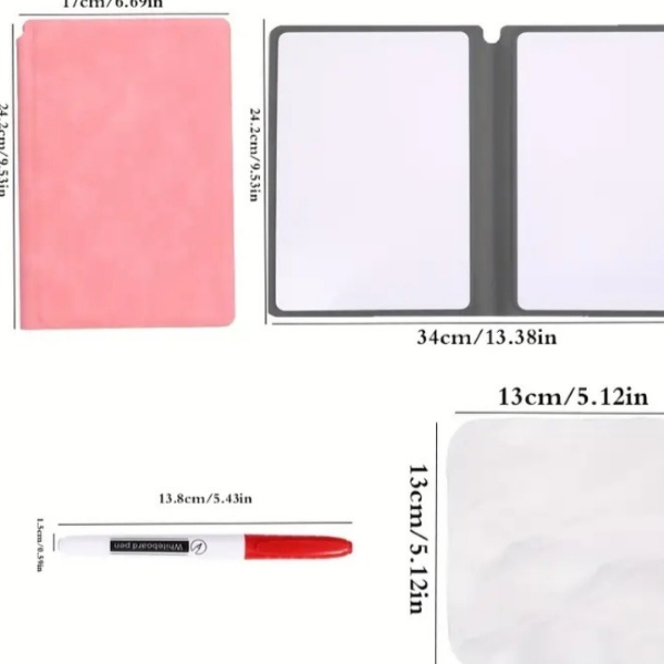 🧾 Cahier effaçable réutilisable avec marqueur et chiffon - AM ASSYREM