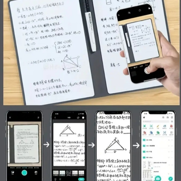 🧾 Cahier effaçable réutilisable avec marqueur et chiffon - AM ASSYREM