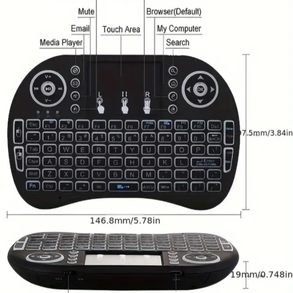 Pack Connecté : Mini Clavier, Souris Ergonomique et Mini Télécommande Multifonction et 2 Stylets Tactiles