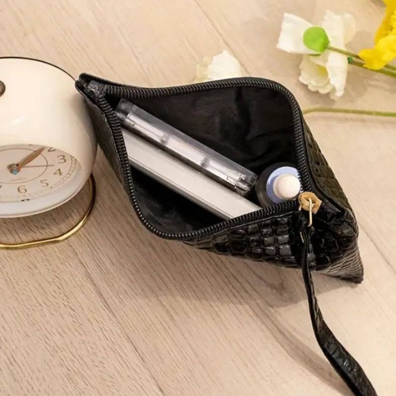 🖤 Pochette élégante effet croco – Noir -AM ASSYREM