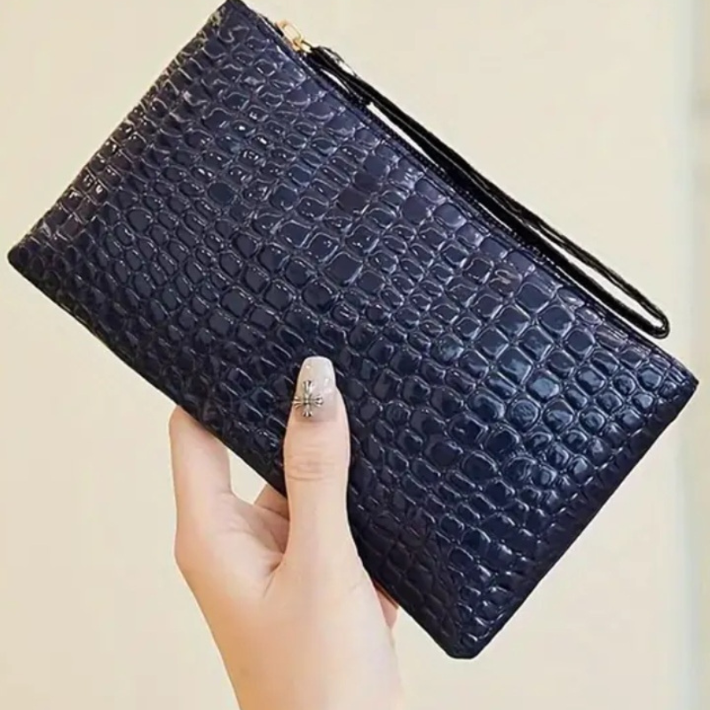 🖤 Pochette élégante effet croco – Noir -AM ASSYREM