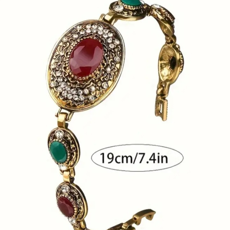 💎Coffret Bracelet Vintage Bohème Doré 💚❤️ – Pierres Zircons Rouges et Vertes 🌿💫AM ASSYREM