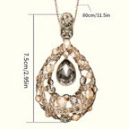 💎 Collier “Élégance Royale” – Pendentif Goutte en Strass avec Boîte en Velours Rose -AM ASSYREM