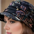 🖤 Chapeau Femme Hiver – Noir à Motifs Floraux Colorés avec Boîte Cadeau Élégante - AM ASSYREM