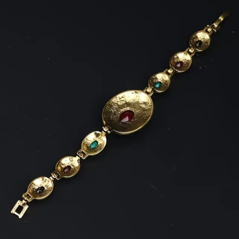 💎Coffret Bracelet Vintage Bohème Doré 💚❤️ – Pierres Zircons Rouges et Vertes 🌿💫AM ASSYREM