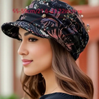 🖤 Chapeau Femme Hiver – Noir à Motifs Floraux Colorés avec Boîte Cadeau Élégante - AM ASSYREM